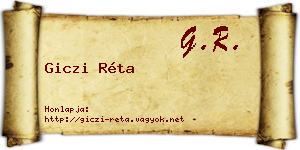 Giczi Réta névjegykártya